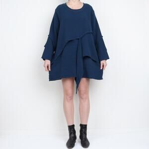 Vintage oh my gauze! Draped Cotton Long Sleeve Mini Dress L